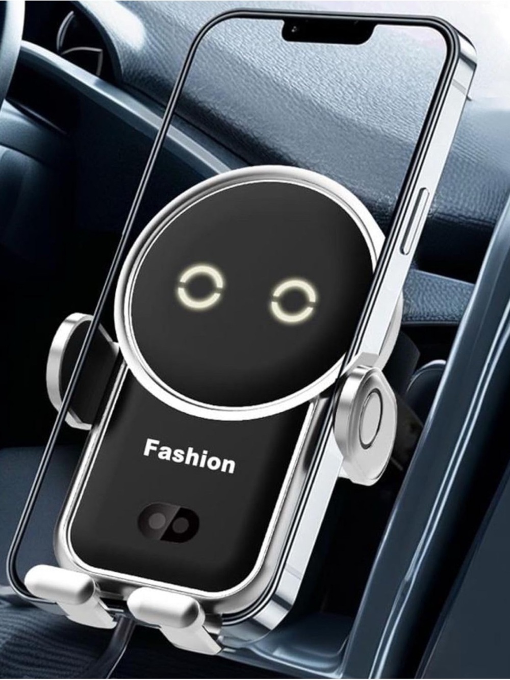 Fashion Wireless Car Phone Charger Mount - Black & Silver